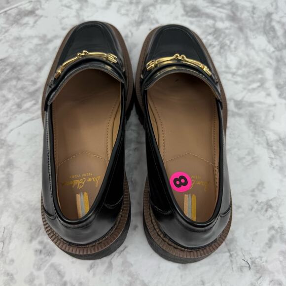 SAM EDELMAN Laurs Lug-Sole Tailored Loafer Flats Leather Black Chunky WMS Sz 8 - Picture 12 of 16